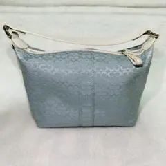 COACH　コーチ　アクセサリーポーチ　ワンショルダーバッグ　シグネチャー　水色