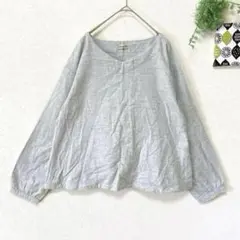 【サマンサモスモス】 コットンブラウス F グレー 長袖 柔らか ナチュラル