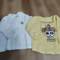 白のパーカーとイエローの長袖トップスセット