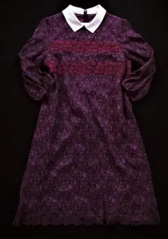 Anatelier アナトリエ・花柄総レース/袖透けヴァーガンジーワンピ S寸