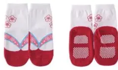 ベビー キッズ 子供用 草履風 靴下 ソックス 女の子 赤S 9-12cm 1足