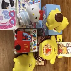 ハローキティ・クレヨンしんちゃん・ポムポムプリン　ハッピーセットおもちゃ5点