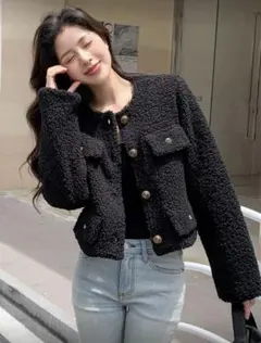 Dazy Lサイズ　黒アウター　テディジャケット