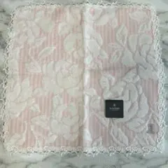 【新品未使用タグ付き】ランバンLANVIN花柄　レース　タオルハンカチ ピンク