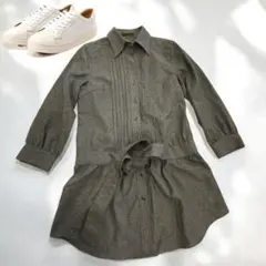 ICB チュニック　ベルト付き　シャツ風ジャケット　グレー　長袖　M