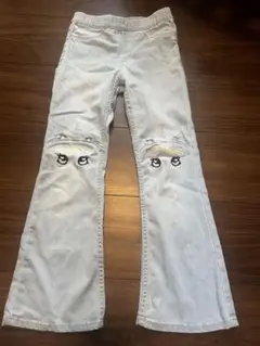 【H&M】ユニコーン刺繍 ライトブルー デニムフレア