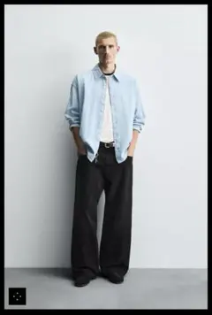 ZARA　バギーフィットデニムパンツ　ブラック　EU38(JP30)