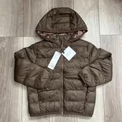 ウォッシャブル　中綿　ジャケット　フード付き　コート　ダウン　ブラウン　110