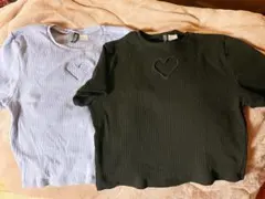 H&M リブTシャツ 2枚セット ハート　くりぬき