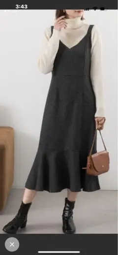 お値下げ　千鳥柄　マーメイドキャミワンピース