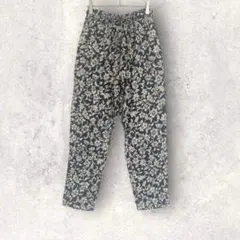 イージーパンツ　ウエストゴム　花柄　ネイビー　コットン100% 総柄　リラックス