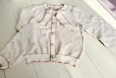 美品 地雷系 量産型 ガーリー リボンカーディガン ハート柄風 ピンク