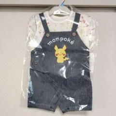 サロペット風ロンパース　カバーオール　モンポケ　ピカチュウ　80サイズ