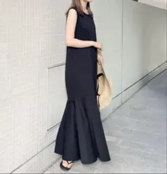 Plageティアードノースリーブワンピース　ブラック