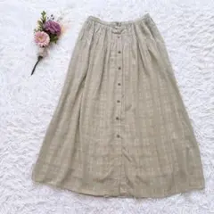 カルバンクライン シルク100 ロングフレアスカート フロントボタン ピスタチオのサムネイル