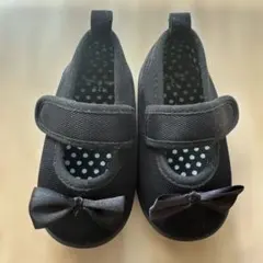 リボン付きブラックフォーマルシューズ