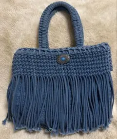 ハンドバッグ フリンジ ブルー