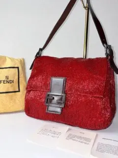 【希少・予備ビーズ付】FENDI フェンディ マンマバケット ビーズ レッド 赤
