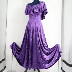 【美品 ハワイ製フラダンス用衣装】パープル ui no! ワンピースドレス ⑤