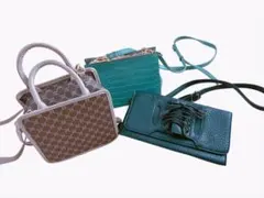 バッグ3点セット（ブラウン・ブラック・グリーン)