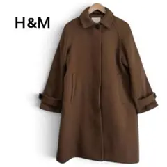 H&M エイチアンドエムニーレングスコートブラウンゆったり膝丈レディース