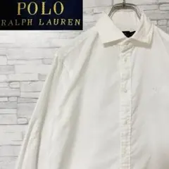 ポロラルフローレン RELAXED FIT 長袖シャツ 刺繍ロゴ ホワイト