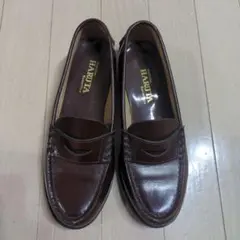 美品　HARUTA ローファー　ヒール　 茶 本革 コイン 通学 学生 定番