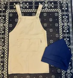 エプロン 三角巾 セット 150 キッズ ジュニア 給食 男女 ベージュ