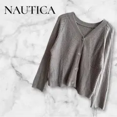 【美品】MELROSE CLAIRE Vネックリブカーディガン グレーショート丈のサムネイル