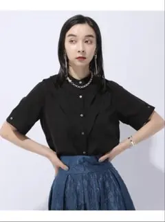 美品 HARE フロントフラシデザインシャツ レディース 半袖 黒