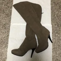 エスペランサスエード ニーハイブーツ ピンヒール　モカ　23.5〜24.0センチ