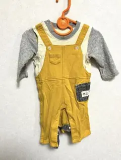 イエロー オーバーオールロンパース 70