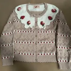PINK HOUSE いちごモチーフ綿素材 春用カーディガン（新品、保管品）