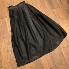 BLENHEIM ブラック メッシュ フレア巻きスカート　Mのサムネイル