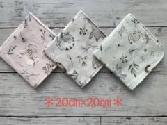 ダブルガーゼ＊ハンカチ＊ハンドメイド　猫　3枚セット