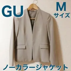 GU ウォッシャブルノーカラージャケット M ベージュ