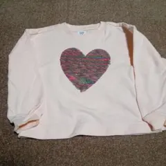 GAP ハート型スパンコール 長袖カットソー 100cm
