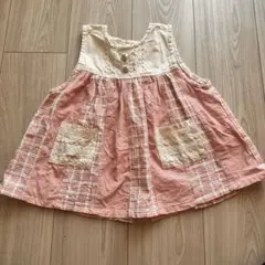 100cm　刺繍レース　女児ワンピース　ジャンバースカート