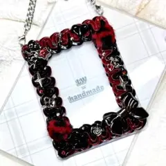 W891 ホイップデコ 硬質トレカケース 赤 黒 ヒョウ柄 リボン ハート 天使