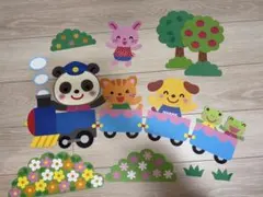 【壁面飾り】動物列車しゅっぱつします♪