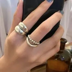 リング シルバー S925 刻印 ワイド ダブル フリーサイズ