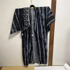 ストライプ着物と巾着・下駄セット