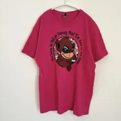 ギルダン サル プリント 半袖 Tシャツ クルーネック L ピンク ラフ 派手のサムネイル