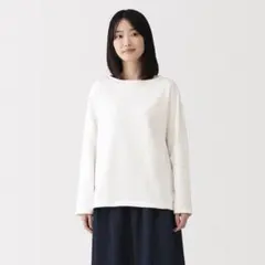 婦人 太番手ボートネック長袖Tシャツ