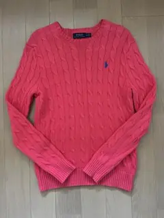 ポロラルフローレン ケーブルニット セーター ピンク ブルーポニーxs