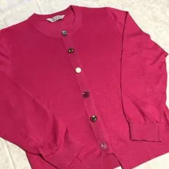 【TORAZZO DONNA】ピンク ビジューボタン リネン使いカーディガンのサムネイル