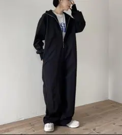 wee9s ハイネック ハーフジップ撥水ナイロンオールインワン