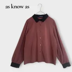 アズノゥアズ 長袖シャツ ブラウス ワンサイズ バイカラー 赤茶