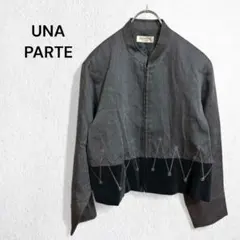 ウナパルテ ジャケット ブルゾン アウター ジップアップ 日本製 刺繍 ウール