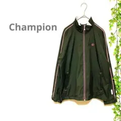 【チャンピオン】ナイロンブルゾン　アウター　ブラウンピンク　ジップアップ　M古着